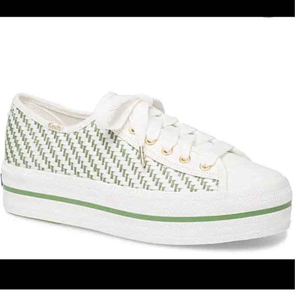 kate spade Shoes - Kate Spade New York x Keds Triple Up Woven Platform Sneakers in Green/White, 7.5